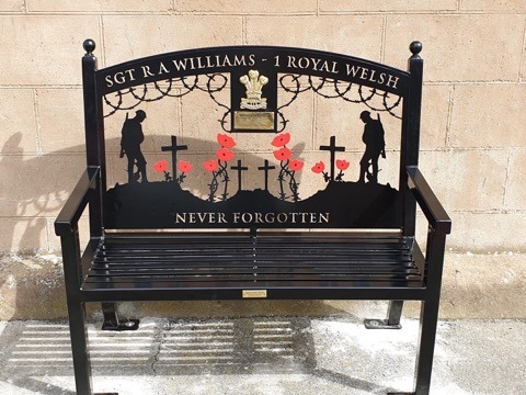 Swift-Cut plasma machine bench, cut-out of soldiers at a grave for the Derby War Memorial